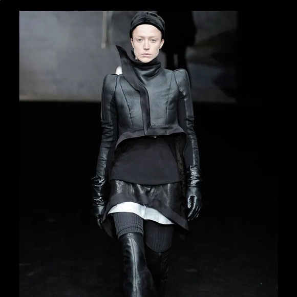 Rick Owens knit and leather bikers jacket blood 🩸 red 42/S - Picture 14 of 16